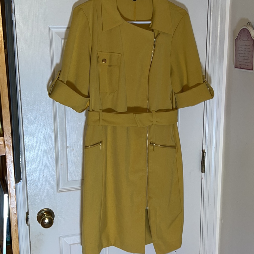Sharagano Shirt Dress Size 12 Gold Color